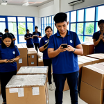 Humanitarian Aid Transparency**

"A diverse group of volunteers, fully clothed and wearing modest clothing, using a blockchain-based app on their smartphones to track donations for flood relief efforts in Kuala Lumpur. The background shows a community center with boxes of supplies. Safe for work, appropriate content, professional, perfect anatomy, natural proportions, well-formed hands. The image should evoke trust and efficiency."

**